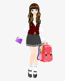 Education Schoolgirl Uniform Free Photo - Uniform Girl Student Cartoon, HD Png Download, Transparent PNG
