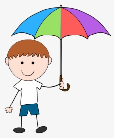 Boy Pic - Boy With Umbrella Clipart, HD Png Download, Transparent PNG
