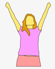 Woman, Happy, Girl, Lady, Hands Raised, Exercises - Person Raising Hands Clipart, HD Png Download, Transparent PNG
