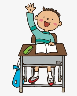Raised Hand Student Vector Image - Student Raising Hand Cartoon, HD Png Download, Transparent PNG