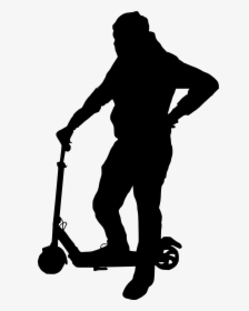 Person Riding Scooter Silhouette, HD Png Download, Transparent PNG