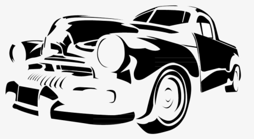 Vintage Car Stencil Illustration - Classic Car Clipart Black And White, HD Png Download, Transparent PNG