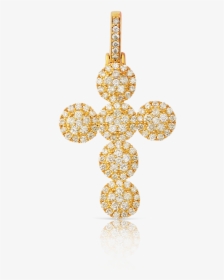 10k Yellow Gold Round Crucifix Diamond Cross Pendant - Pendant, HD Png Download, Transparent PNG
