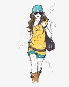 Fashion Girl Png Hd - Fashion Model Drawing Png, Transparent Png, Transparent PNG