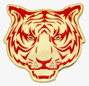 Tiger Head Pin, Gold/red - Head Tiger Draw, HD Png Download, Transparent PNG