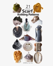 Collage Of Images Showing 14 Different Scarf Knitting - Crochet, HD Png Download, Transparent PNG