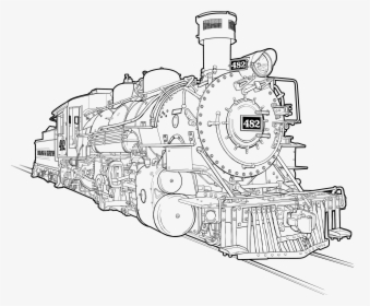 Steam Engine Locomotive Drawing, HD Png Download, Transparent PNG