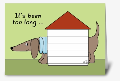 Missing You-dachshund In Dog House Greeting Card - Cartoon, HD Png Download, Transparent PNG