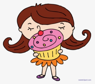 All Clip Art Archives Page Of Sweet - Girl With Cupcake Clipart, HD Png Download, Transparent PNG