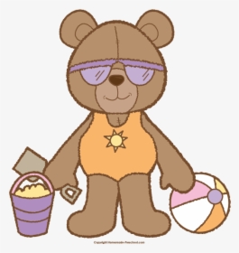 Teddy Bear Clipart Reading - Bear Sitting In Beach Clip Art, HD Png Download, Transparent PNG