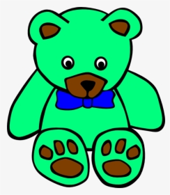 Green Teddy Bear Clipart - Simple Cartoon Teddy Bear, HD Png Download, Transparent PNG