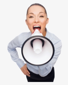 Kid Yelling Png - Business Woman With Megaphone, Transparent Png, Transparent PNG