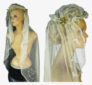 Lovely Vintage 1920 S Tambour Lace Wedding Veil With - Bridal Veil, HD Png Download, Transparent PNG