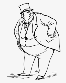 Drawing Human Black And White Coloring Book Free Commercial - Fat Man Black And White, HD Png Download, Transparent PNG