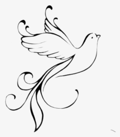 Drawn Turtle Dove Flying - Dove Drawing, HD Png Download, Transparent PNG