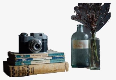 #camera #vintage #old #retro #books #flowers #bottles - Vintage Still Life Photography, HD Png Download, Transparent PNG