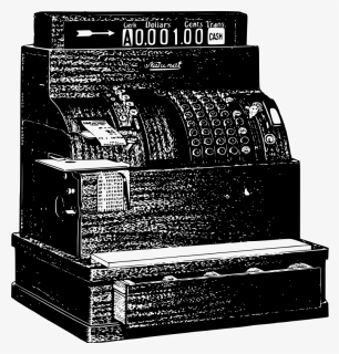 Monochrome And White - Old Fashioned Cash Register Black In White, HD Png Download, Transparent PNG