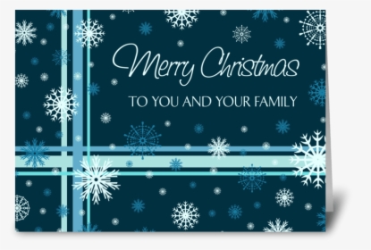 Merry Christmas Teal White Snowflakes Greeting Card - Christmas Card, HD Png Download, Transparent PNG
