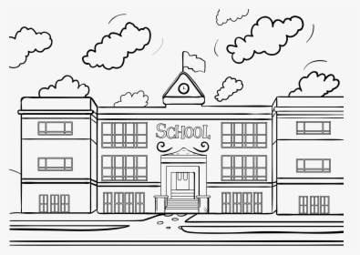 Transparent Library Building Clipart Black And White - Coloring Pages Of Schools, HD Png Download, Transparent PNG
