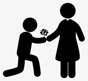 Man Giving A Flower To His Girlfriend As Love Symbol - Child And Adult Clipart, HD Png Download, Transparent PNG