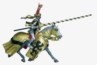Knight With Leopard Helmet And Gold Lance - Medieval Knight With Lance, HD Png Download, Transparent PNG