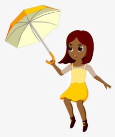 Girl, Wind, Weather, Umbrella, Windy, Blows - Girl With Umbrella Clipart, HD Png Download, Transparent PNG