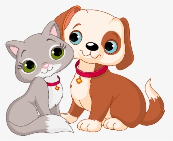 Pets Clipart Cute Pet - Cartoon Cats And Dogs, HD Png Download, Transparent PNG