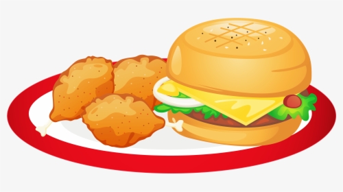 Hamburger Indian Cuisine Food Brunch Clip Art - Food On A Plate Clipart, HD Png Download, Transparent PNG