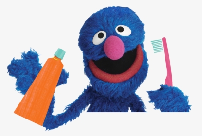 Grover Holding Toothbrush And Toothpaste - Grover Brush Teeth, HD Png Download, Transparent PNG