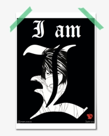 Death Note I Am L Drinking Coffee Black And White Manga - L Logo Death Note Transparent, HD Png Download, Transparent PNG
