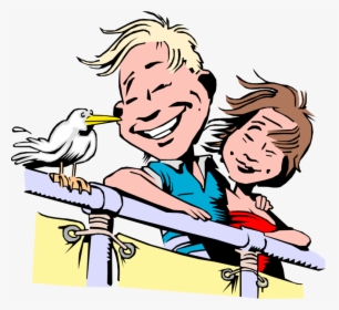 Vector Illustration Of Couple On Cruise Ship Vacation - Couple On A Cruise Clipart, HD Png Download, Transparent PNG