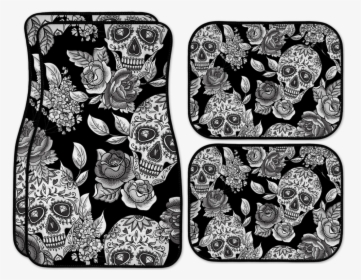 Rose & Diamond Skull Pattern Car / Vehicle Floor Mats - Sugar Skull Full Pattern, HD Png Download, Transparent PNG