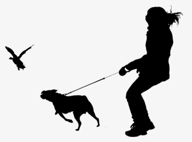 Dog Breed Human Behavior Leash - Silhouette Human With Dog Png, Transparent Png, Transparent PNG