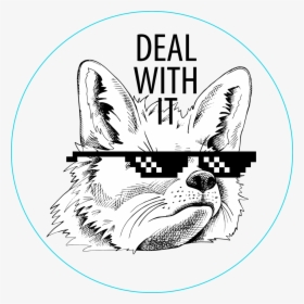 Deal With It Fox Sunglasses Meme Sticker - Fox With Headphones, HD Png Download, Transparent PNG