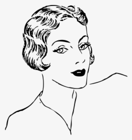 Woman S Bob Haircut 2 Clip Arts - Cartoon Lady Black And White, HD Png Download, Transparent PNG
