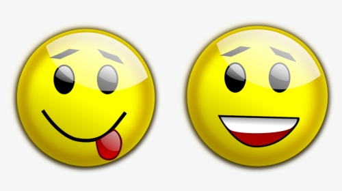 Smiley, Glossy, Tongue Out, Yellow, Laughing, Cheeky - Sad And Happy Clipart, HD Png Download, Transparent PNG