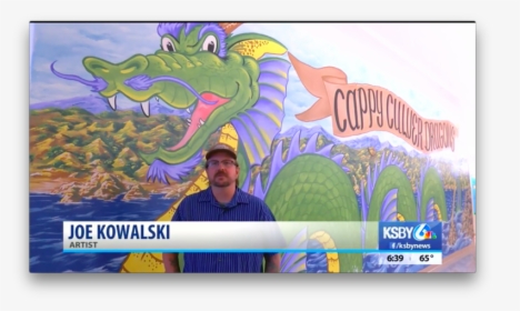 Artist Joe Kowalski With The New Dragon Mural At Cappy - Poster, HD Png Download, Transparent PNG