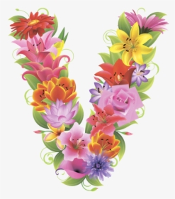 Английский Алфавит, Буква V, Цветочный Алфавит, Цветы, - Floral Letter V Png, Transparent Png, Transparent PNG