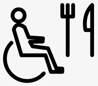 Person On Wheel Chair Outline With Fork And Knife - Wheel Chair Icons Outline, HD Png Download, Transparent PNG