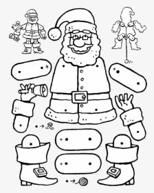 Crafts Dolls Father Christmas Jumping Jack Doll Colouring - Coloriage Pantin De Noel, HD Png Download, Transparent PNG