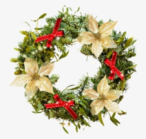 Wreath Crown Christmas Free Frame - Transparent Background Christmas Wreath, HD Png Download, Transparent PNG