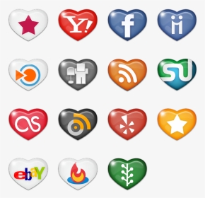 Transparent Social Media Icon Pngs - Heart Shape Social Media Icons Png, Png Download, Transparent PNG