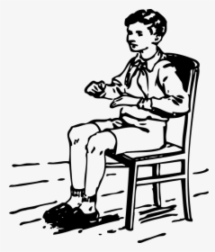 Boy, Student, Sitting, Chair, Raising, Arms, School - Sat Black And White, HD Png Download, Transparent PNG