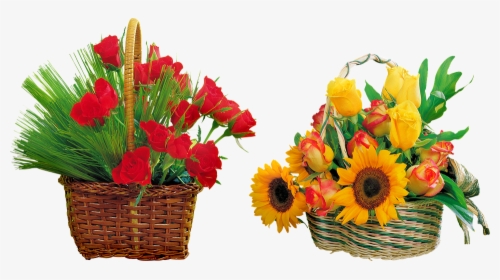 Flowers In Basket, Sunflowers, Tulips, Easter, Spring - Bom Dia Outubro Seja Bem Vindo, HD Png Download, Transparent PNG