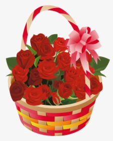 Roses Basket Png Clipart - Valentines Day Basket Png, Transparent Png, Transparent PNG