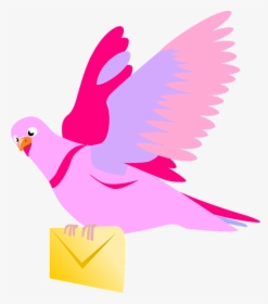 Carrier Pigeon, Letter, Pink, Love, Valentine, Fly - Flying Pigeon Clipart, HD Png Download, Transparent PNG