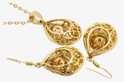 18k Gold Plated Jewellery Set Golden - Locket, HD Png Download, Transparent PNG