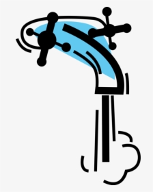Vector Illustration Of Running Water With Tap Sink - Png Tap Running Water Black And White, Transparent Png, Transparent PNG
