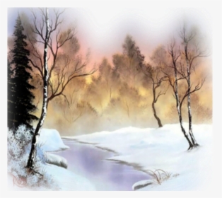 #landscape #background #wallpaper #nature #snow #snowday - Bob Ross Winter, HD Png Download, Transparent PNG