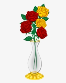 Peony Clipart Vase - Rose Flower Vase Drawing, HD Png Download, Transparent PNG